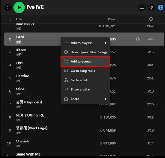 spotify desktop add to queue