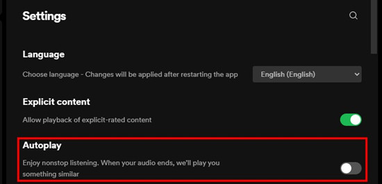 spotify desktop autoplay disabled