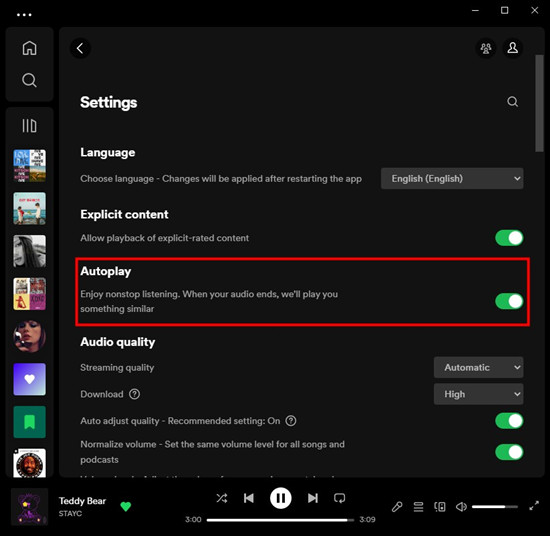 spotify desktop autoplay enabled