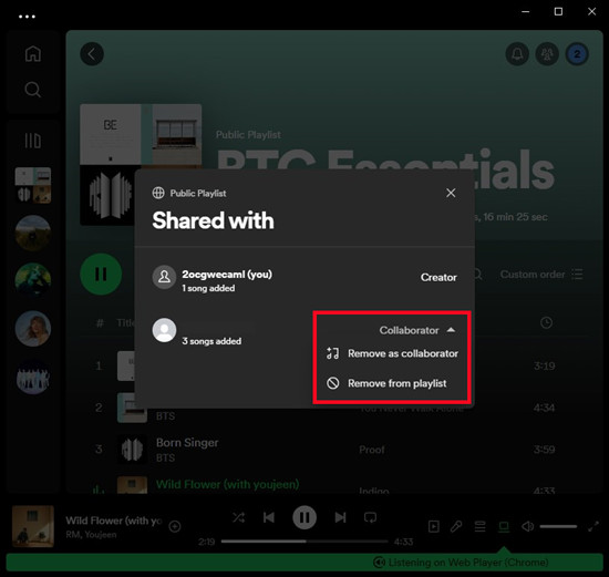 spotify desktop collaborative playlist manage collaborators list