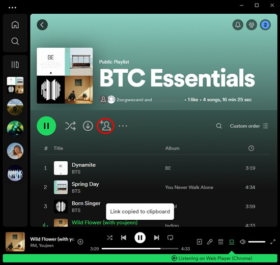 spotify desktop copy collaborative playlist link