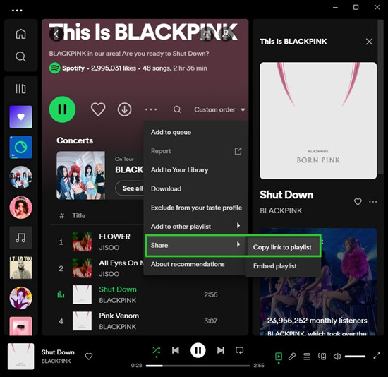 spotify desktop copy link to playlist