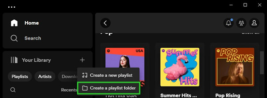 spotify desktop create a playlist folder