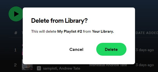 spotify desktop delete playlist confirm