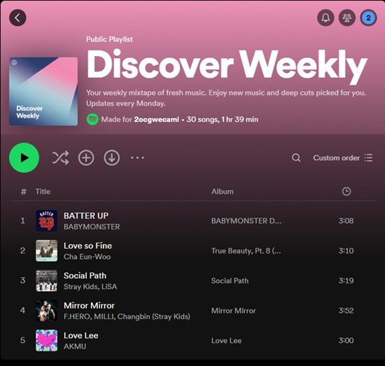spotify desktop discover weekly