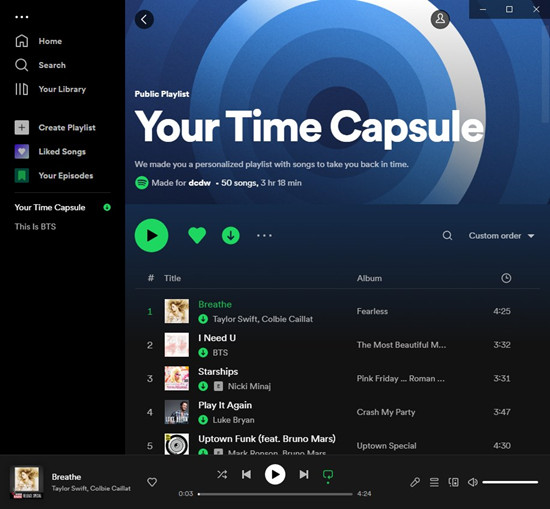 spotify desktop downloaded playlist songs