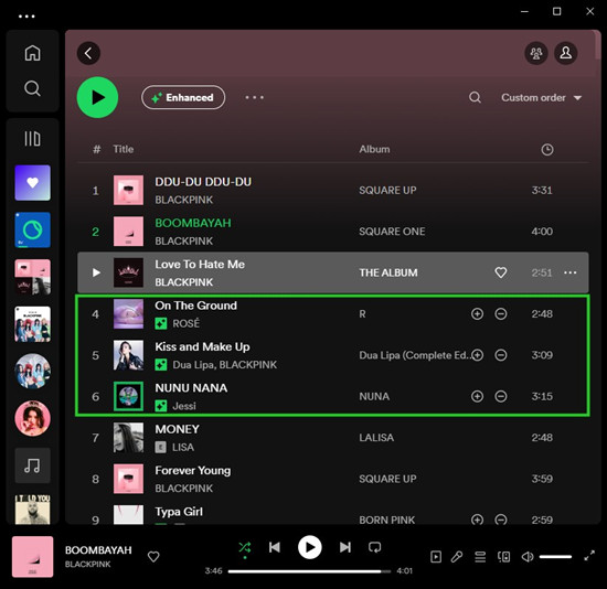 spotify desktop enhanced playlist added recommendations