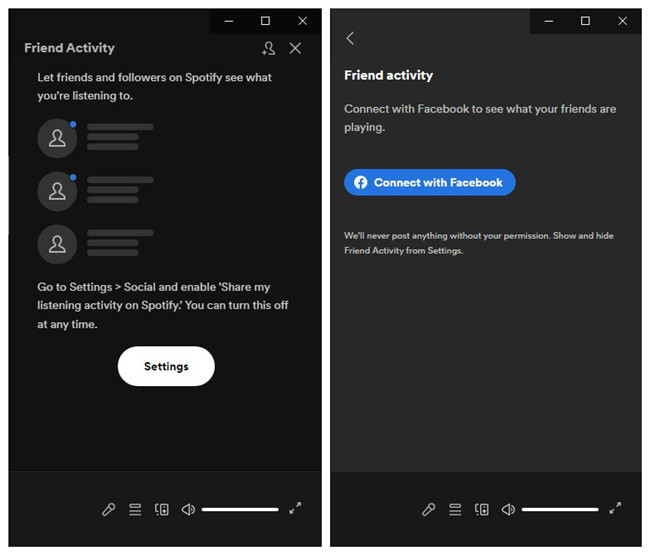 Spotify desktop facebook friend activity