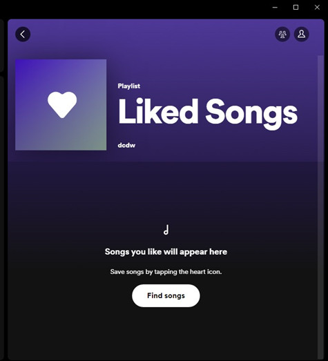 spotify desktop liked songs empty