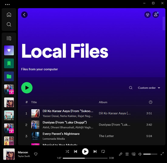 spotify desktop local files playlist