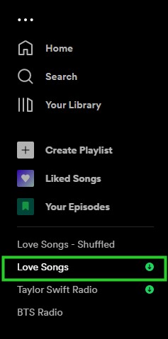 spotify desktop menu playlist