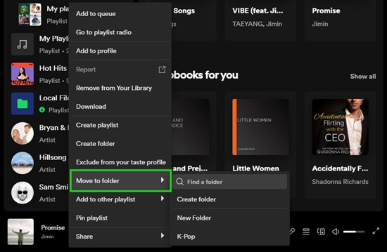 spotify desktop move playlist to playlist folder