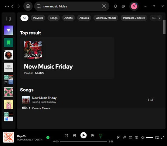 spotify desktop new music friday top results