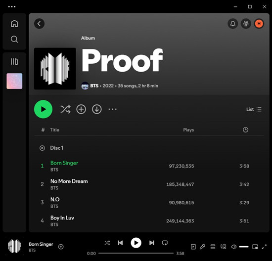 spotify desktop play album on free