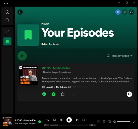 spotify desktop play joe rogan audio only