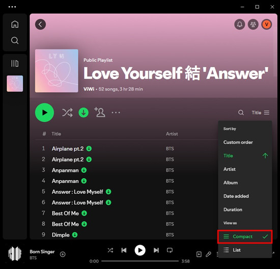 spotify desktop playlist compact