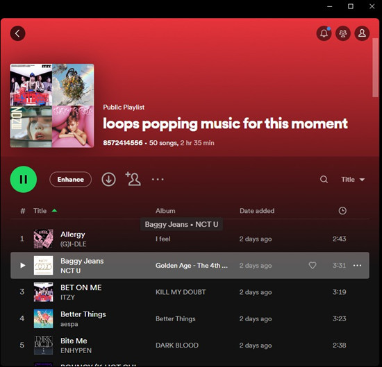 spotify desktop playlist customize order when sort is selected