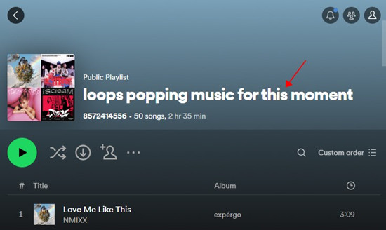 spotify desktop playlist display