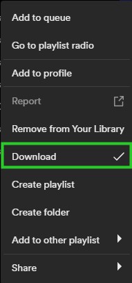 spotify desktop playlist download option