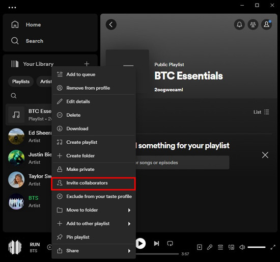 spotify desktop playlist invite collaborators