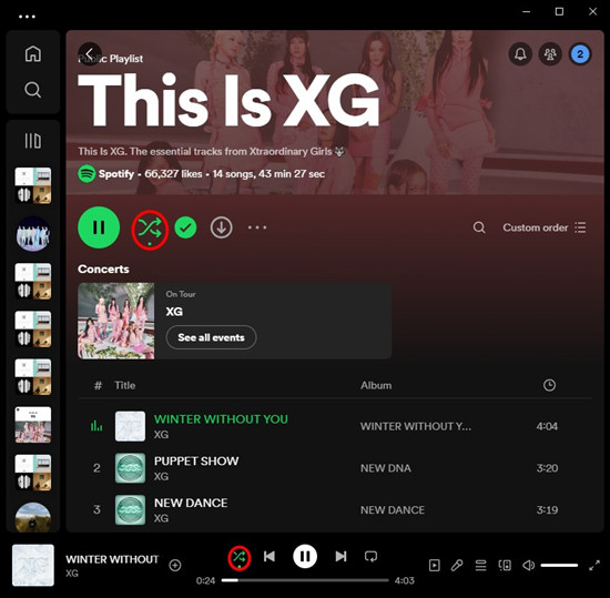 spotify desktop playlist shuffled