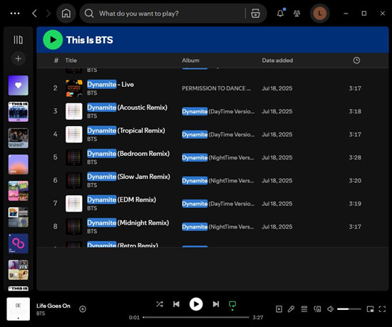 spotify desktop playlist similar titles