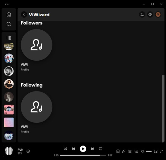 spotify desktop profile following and followers