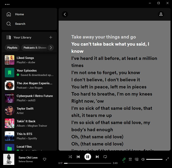 spotify desktop real time lyrics