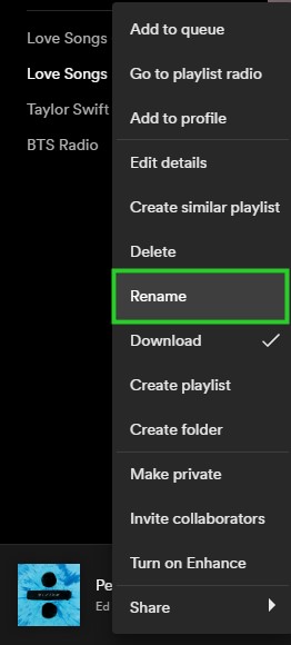 spotify desktop rename playlist