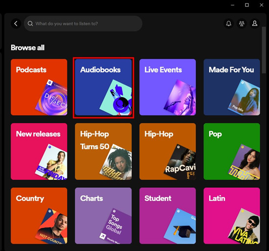 spotify desktop search audiobooks