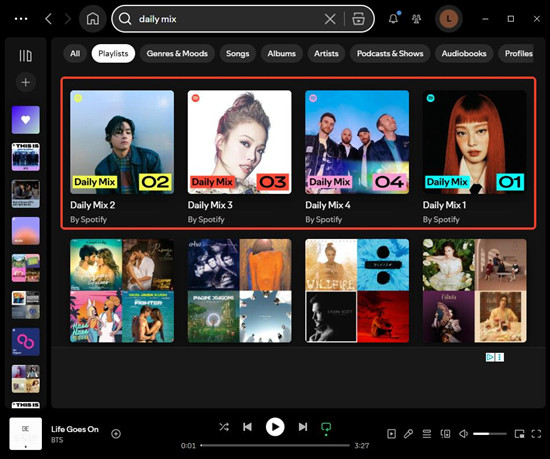 spotify desktop search daily mix