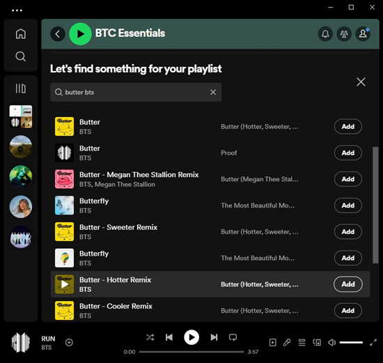 spotify desktop search in playlist
