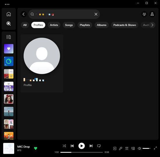 spotify desktop search profile