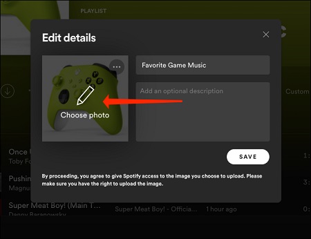 change spotify playlist picture on desktop