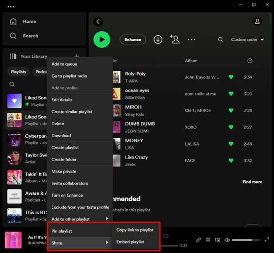 spotify desktop share embed playlist