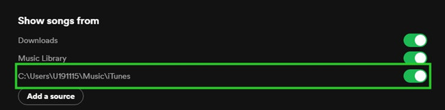 spotify desktop show songs from itunes