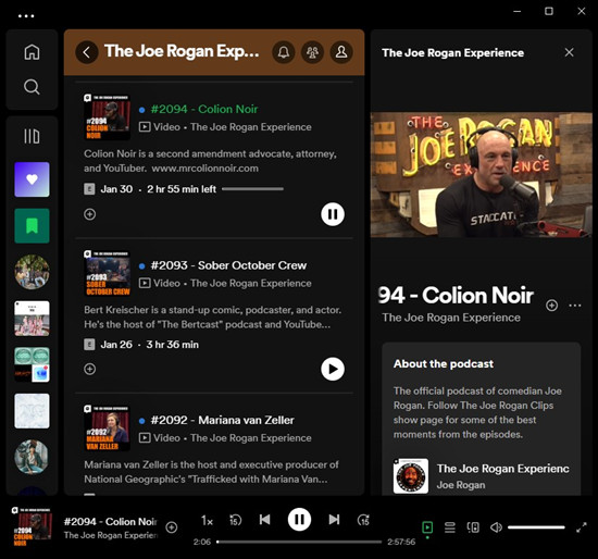 spotify desktop watch joe rogan experience