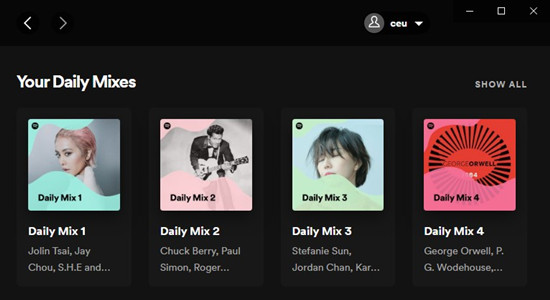 spotify desktop your daily mixes