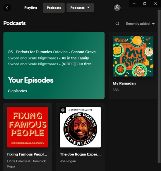 spotify desktop your episodes shows