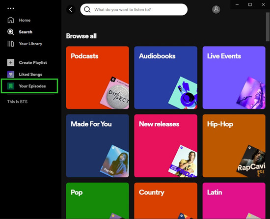 spotify desktop your episodes