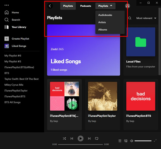 spotify desktop your library