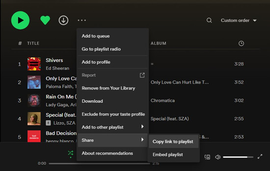 spotify desktop copy link to playlist