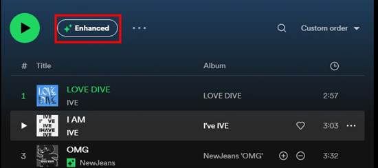 Spotify enhanced playlist button.