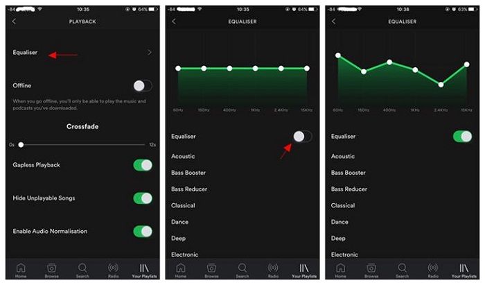 set spotify equalizer for iphone