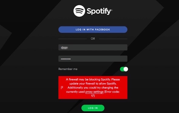 spotify error 17