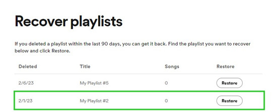 spotify find and recover playlists