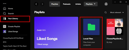 spotify library local files