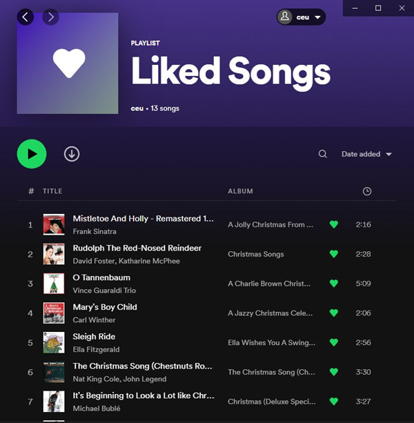 spotify liked songs playlist