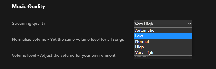 lower spotify streaming quality