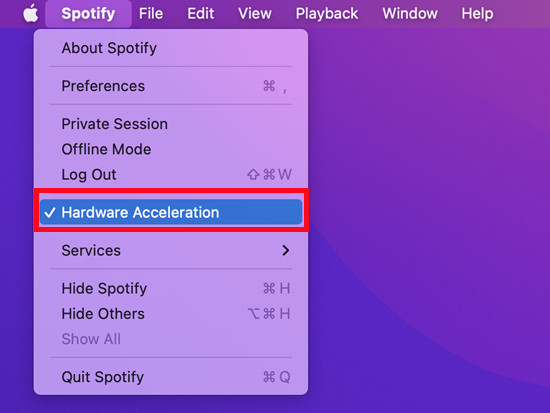 spotify mac hardware acceleration